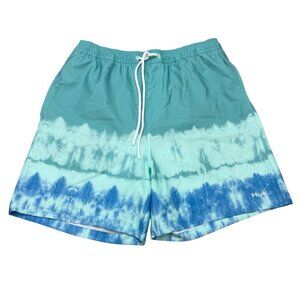 Huk Mens SIze S Performance Fishing / Swim Shorts Salt Dye Design Mesh Lined NWT